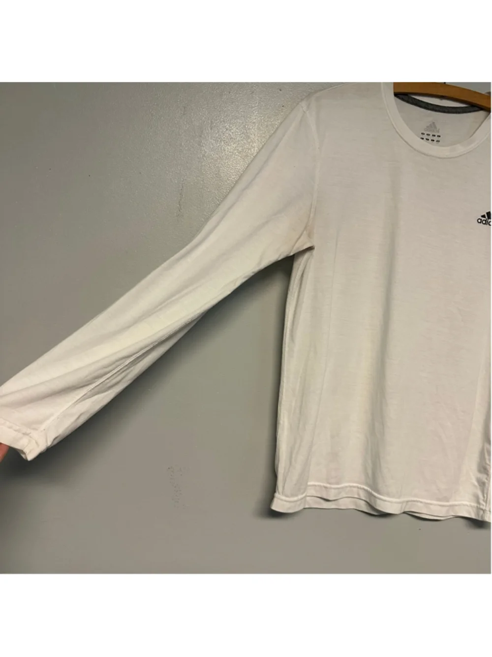 Adidas Climalite Long Sleeve Tee White Black Mens Size Small